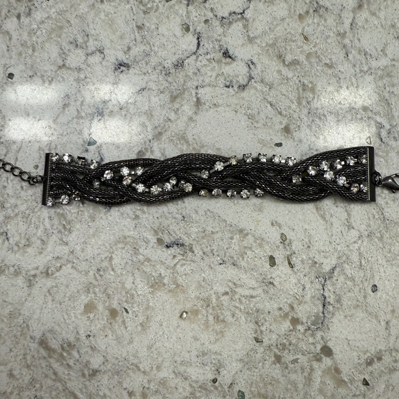 Vintage Mesh wrap and Diamant'e Bracelet gunmetal mesh - Picture 1 of 9